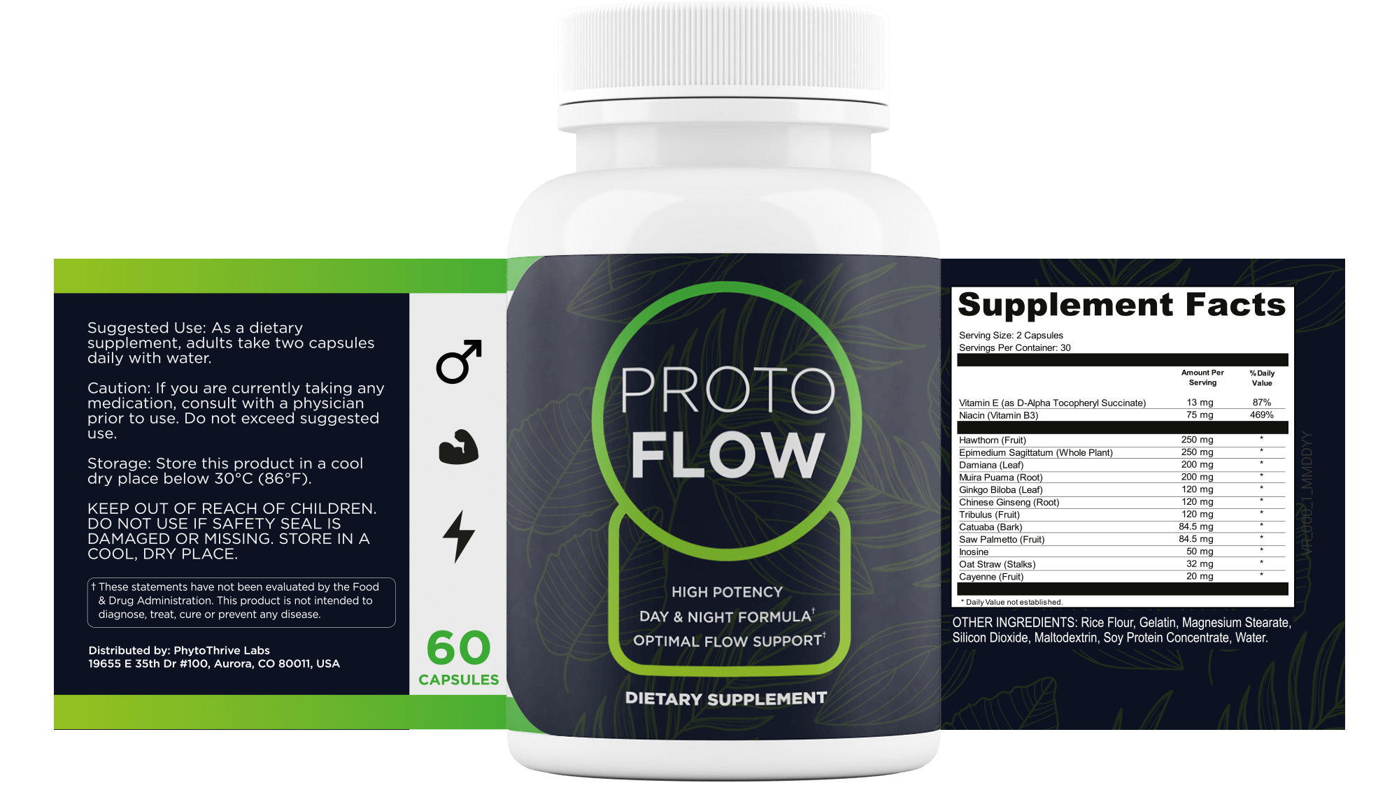 Protoflow supplement facts label and bottle